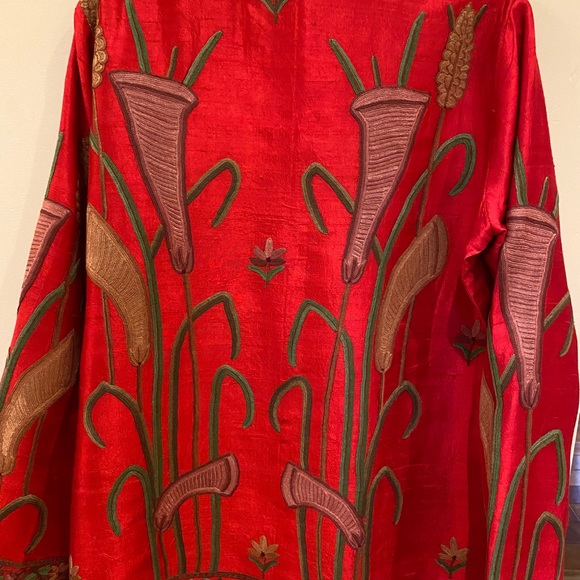 Vintage Handmade Raw Silk Jacket hand Embroidered - Picture 6 of 15